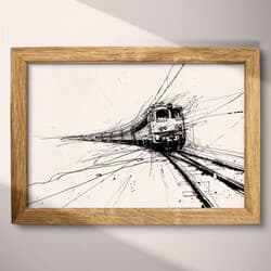 Train Digital Download | Transportation Wall Decor | Travel & Transportation Decor | White, Black and Gray Print | Vintage Wall Art | Living Room Art | Housewarming Digital Download | Autumn Wall Decor | Ink Sketch