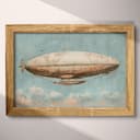 Full frame view of A japandi pastel pencil illustration, an airship