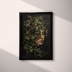 Woman's Face Art | Portrait Wall Art | Portrait Print | Black, Brown and Gray Decor | Vintage Wall Decor | Living Room Digital Download | Grief & Mourning Art | Halloween Wall Art | Autumn Print | Oil Painting