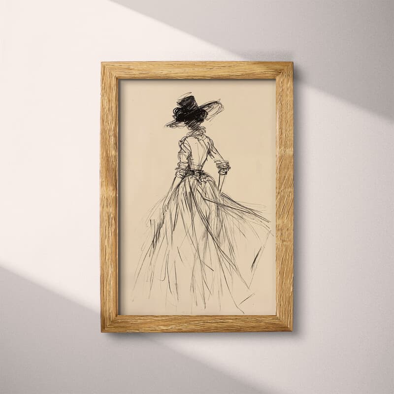 Full frame view of A vintage graphite sketch, fashion sketch