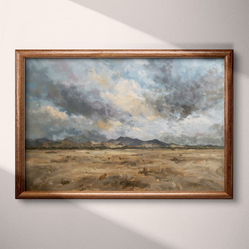 Full frame view of An impressionist oil painting, mesa landscape, cloudy sky