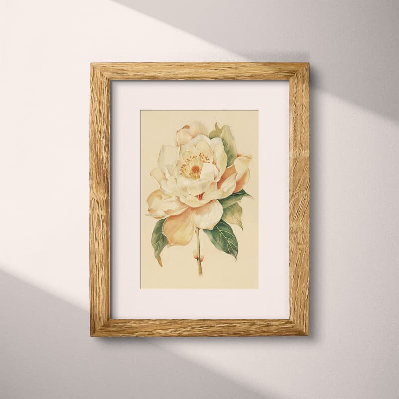 Matted frame view of A vintage pastel pencil illustration, a linden flower