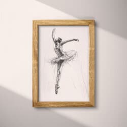 Ballerina Art | Dance Wall Art | Portrait Print | White, Black and Gray Decor | Vintage Wall Decor | Bedroom Digital Download | Winter Art | Graphite Sketch