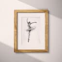 Matted frame view of A vintage graphite sketch, a ballerina