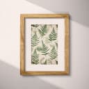 Matted frame view of A botanical tapestry print, fern pattern