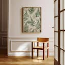 Room view with a full frame of A botanical tapestry print, fern pattern