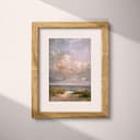 Matted frame view of An impressionist oil painting, seascape, cloudy sky