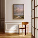 Room view with a full frame of An impressionist oil painting, seascape, cloudy sky