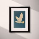 Matted frame view of An abstract minimalist pastel pencil illustration, a bird flying