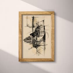 Stairs Digital Download | Architecture Wall Decor | Architecture Decor | Beige, Black and Brown Print | Vintage Wall Art | Entryway Art | Housewarming Digital Download | Autumn Wall Decor | Graphite Sketch