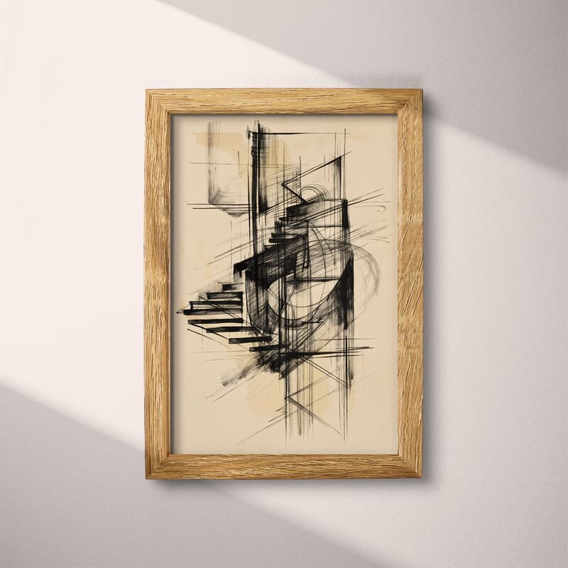 Full frame view of A vintage graphite sketch, a flight of stairs