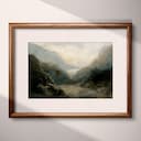 Matted frame view of An impressionist oil painting, a fjord