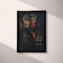 Full frame view of An abstract vintage oil painting, a man with a glass of whiskey, side view