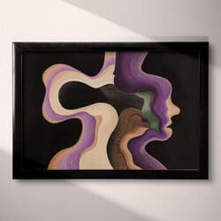 Exaggerated Shape Art | Abstract Wall Art | Abstract Print | Black, Brown and Purple Decor | Contemporary Wall Decor | Living Room Digital Download | Halloween Art | Autumn Wall Art | Pastel Pencil Illustration