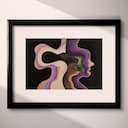 Matted frame view of An abstract contemporary pastel pencil illustration, an exaggerated shape