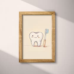 Tooth Digital Download | Dental Wall Decor | White, Purple, Gray, Red and Blue Decor | Chibi Print | Bathroom Wall Art | Back To School Art | Pastel Pencil Illustration
