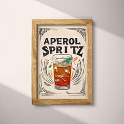 Aperol Spritz Digital Download | Cocktail Wall Decor | Food & Drink Decor | White, Black, Orange, Gray, Green and Red Print | Vintage Wall Art | Bar Art | Bachelor Party Digital Download | Summer Wall Decor | Linocut Print