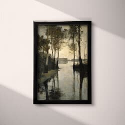 River Delta Digital Download | Nature Wall Decor | Landscapes Decor | Black, Gray, Brown and White Print | Impressionist Wall Art | Living Room Art | Housewarming Digital Download | Autumn Wall Decor | Oil Painting