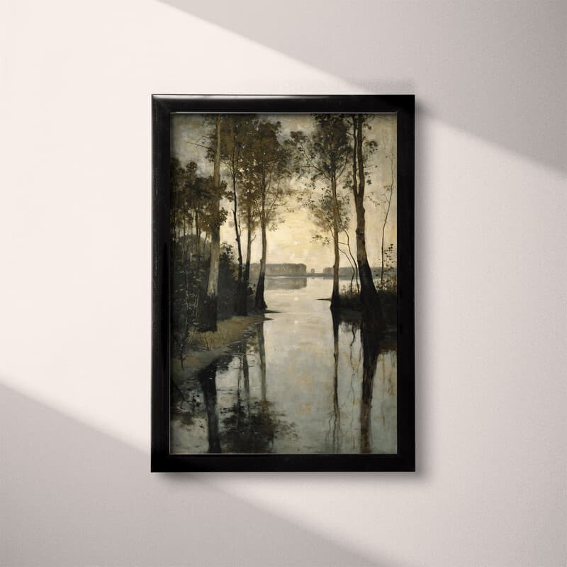 Full frame view of An impressionist oil painting, a river delta