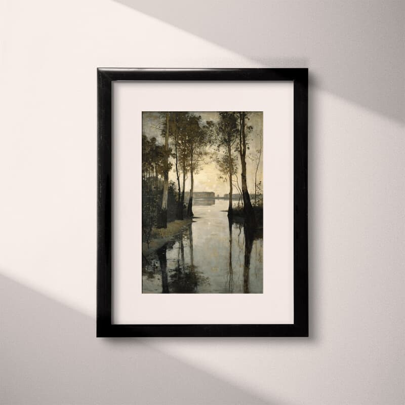 Matted frame view of An impressionist oil painting, a river delta