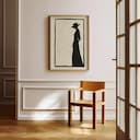 Room view with a full frame of A vintage ink sketch, a silhouette