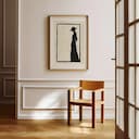 Room view with a matted frame of A vintage ink sketch, a silhouette