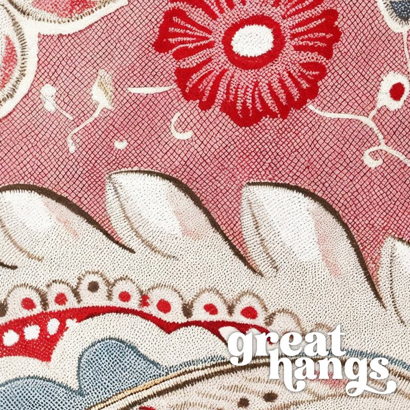 Closeup view of A maximalist textile print, paisley pattern