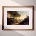 Matted frame view of An impressionist oil painting, a scenic landscape