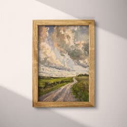 Country Road Digital Download | Landscape Wall Decor | Landscapes Decor | Gray, Beige, Green and Brown Print | Impressionist Wall Art | Living Room Art | Housewarming Digital Download | Summer Wall Decor | Oil Painting