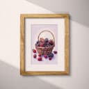 Matted frame view of A farmhouse pastel pencil illustration, a basket of berries