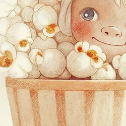 Popcorn Digital Download | Food Wall Decor | Food & Drink Decor | Beige, Brown and Orange Print | Chibi Wall Art | Kids Art | Back To School Digital Download | Summer Wall Decor | Pastel Pencil Illustration