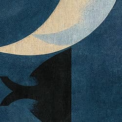 Crescent Moon Art | Astronomy Wall Art | Blue, Brown and Yellow Print | Retro Decor | Bedroom Wall Decor | Housewarming Digital Download | Lunar New Year Art | Autumn Wall Art | Textile