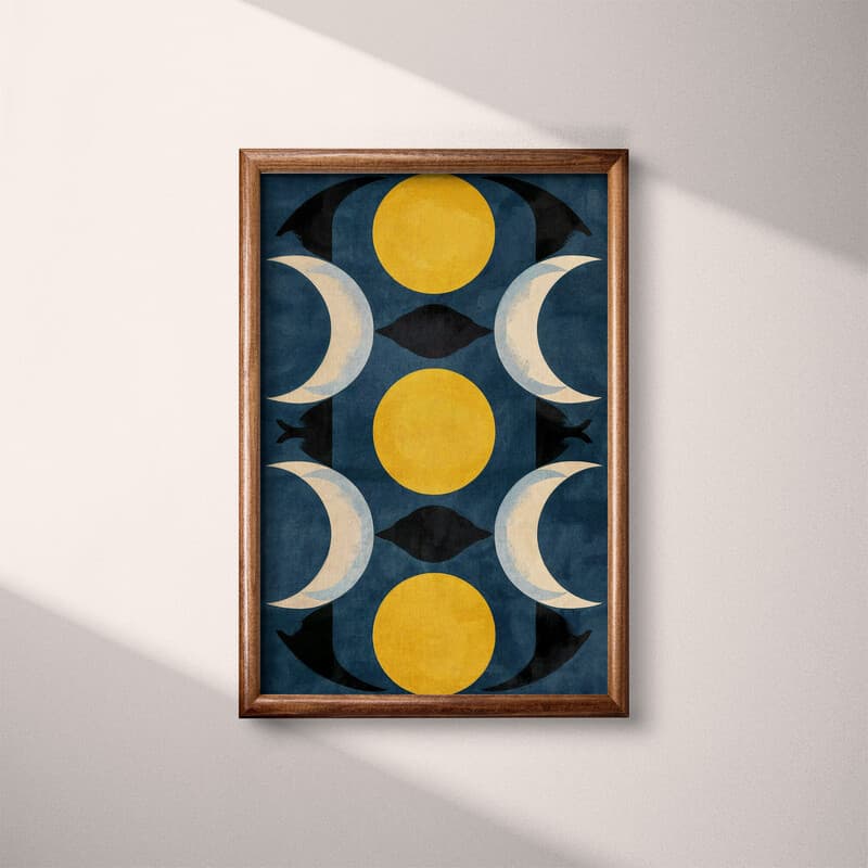 Full frame view of A retro textile print, symmetric cresent moon pattern