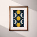 Matted frame view of A retro textile print, symmetric cresent moon pattern