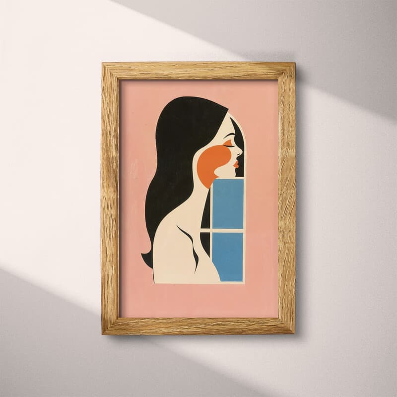 Full frame view of An abstract vintage cartoon drawing, a woman looking out of a window