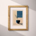 Matted frame view of An abstract contemporary pastel pencil illustration, a plant in a vase