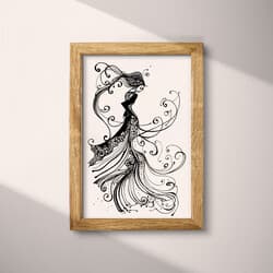 Woman Digital Download | Portraits Wall Decor | Portrait Decor | White, Black and Gray Print | Vintage Wall Art | Living Room Art | Ink Sketch
