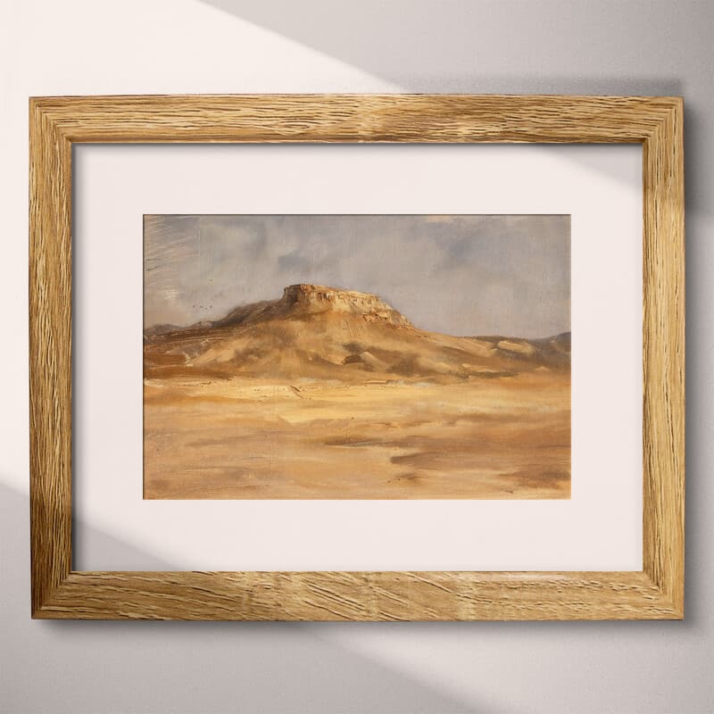 Matted frame view of An impressionist oil painting, a desert butte