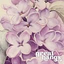 Closeup view of A vintage pastel pencil illustration, lilacs