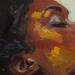 Woman Sky Art | Portrait Wall Art | Portrait Print | Beige, Black, Blue, Orange, Brown and Yellow Decor | Afrofuturism Wall Decor | Living Room Digital Download | LGBTQ Pride Art | Kwanzaa Wall Art | Summer Print | Oil Painting