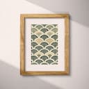 Matted frame view of A japandi textile print, symmetric simple pattern