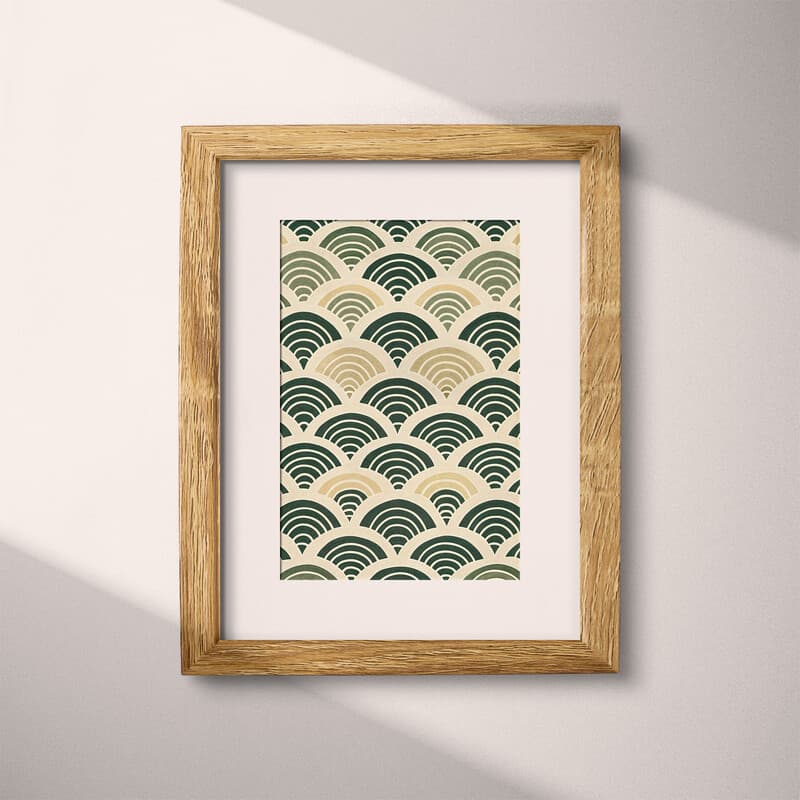 Matted frame view of A japandi textile print, symmetric simple pattern