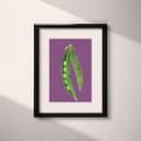 Matted frame view of A minimalist pastel pencil illustration, peas in a pod