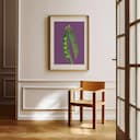 Room view with a matted frame of A minimalist pastel pencil illustration, peas in a pod