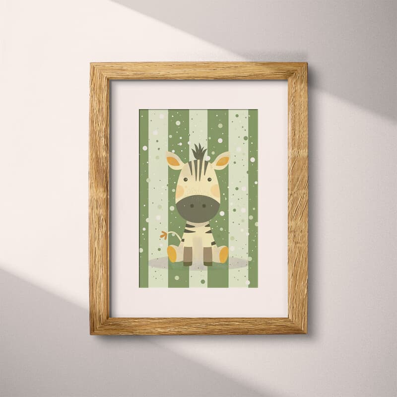 Matted frame view of A cute simple illustration with simple shapes, a zebra