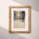 Matted frame view of A vintage charcoal sketch, a campground