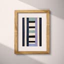 Matted frame view of A minimalist textile print, symmetric stripe pattern