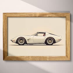 Sports Car Digital Download | Automotive Wall Decor | Travel & Transportation Decor | White, Black, Brown and Red Print | Retro Wall Art | Game Room Art | Bachelor Party Digital Download | Father's Day Wall Decor | Letterpress Print