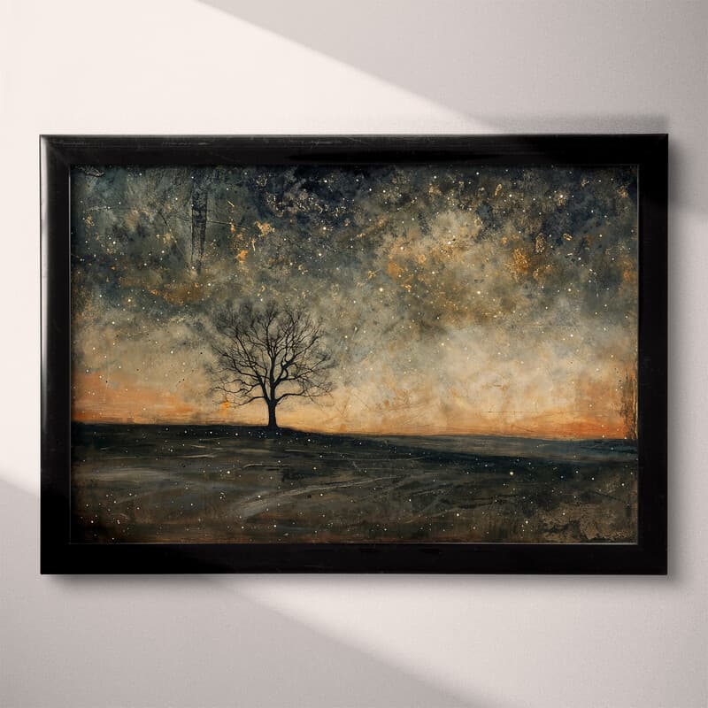 Full frame view of An impressionist oil painting, starry sky