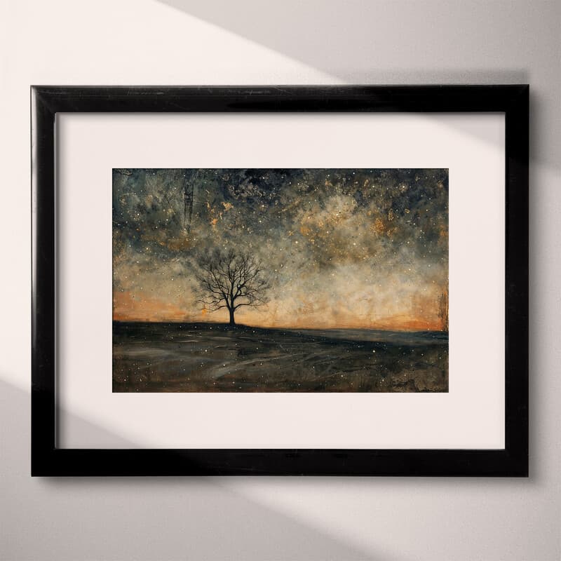 Matted frame view of An impressionist oil painting, starry sky